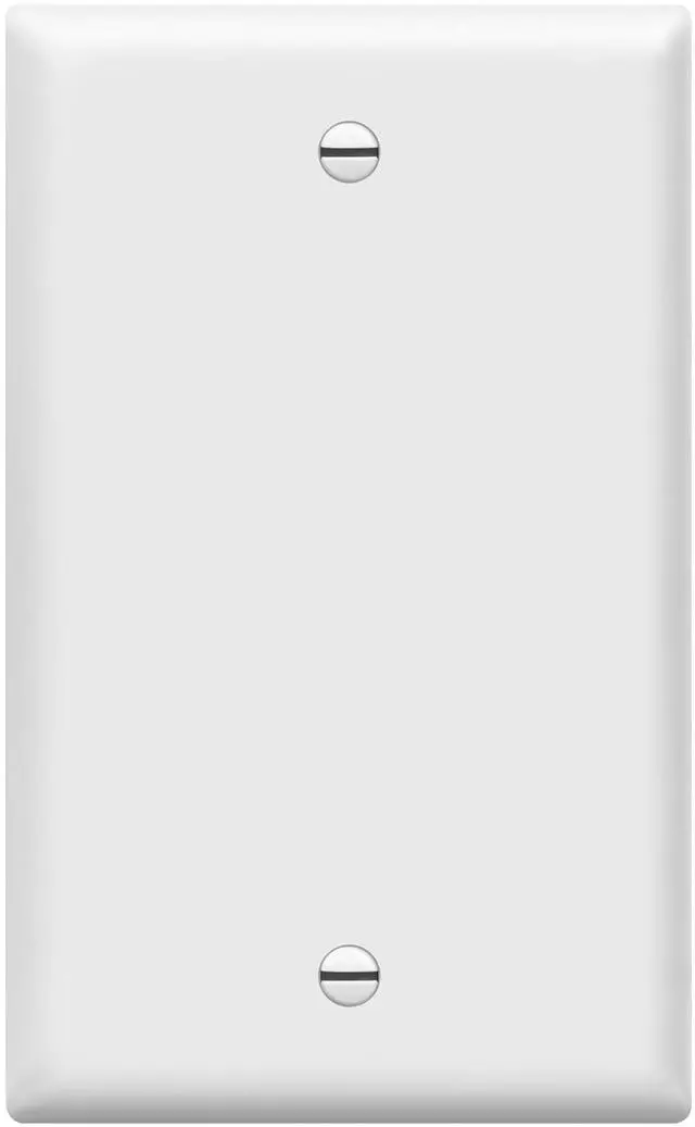 Main image of Blank Cover Wall Plate, Gloss Finish, Standard Size 1-Gang 4.50" x 2.76", Polycarbonate Thermoplastic, 8801-W, White