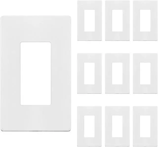 Main image of Screwless Decorator Wall Plate Child Safe Outlet Cover, Size 1-Gang 4.68" H x 2.93" L, Polycarbonate Thermoplastic, SI8831-W-10PCS, White (10 Pack)