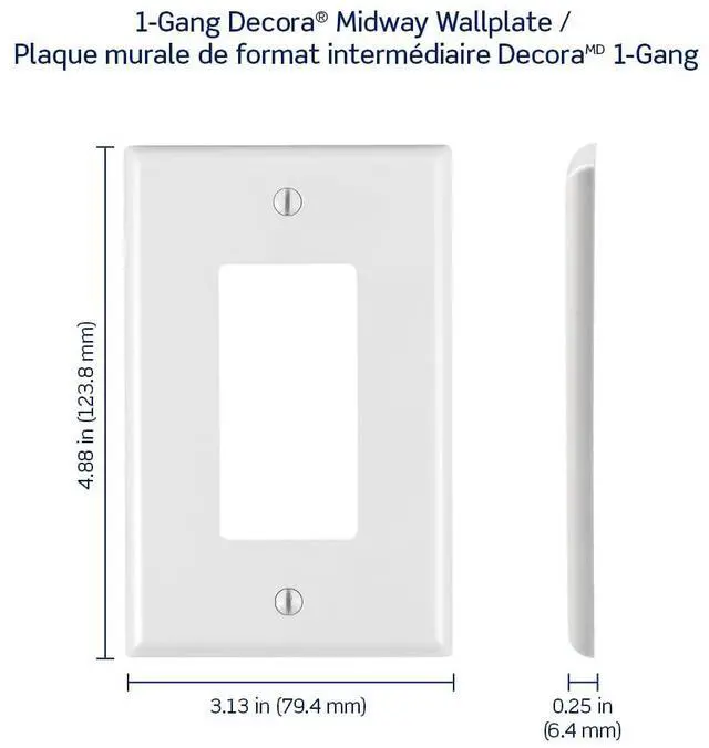 Alt view image 4 of 4 - 1-Gang 1-Decora Midway Nylon Wallplate 10 Pack, PJ26-WM, White