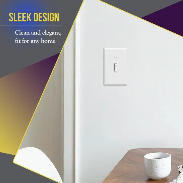 Alt view image 3 of 6 - Light Switch Cover Plate, Toggle Wall Plate Cover, Size 1-Gang 4.50" x 2.76", Unbreakable Polycarbonate Thermoplastic, 8811-W-10PCS, White (10 Pack)