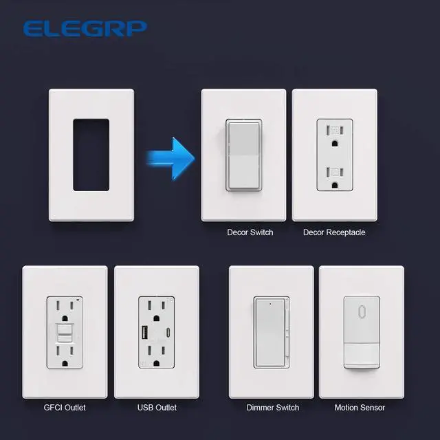 Alt view image 5 of 7 - 1-Gang Screwless Decorative Wall Plates, Mid-Size Unbreakable Thermoplastic Faceplate Cover for Decorator Receptacle Outlet Switch, UL Listed (20 Pack, Matte White)