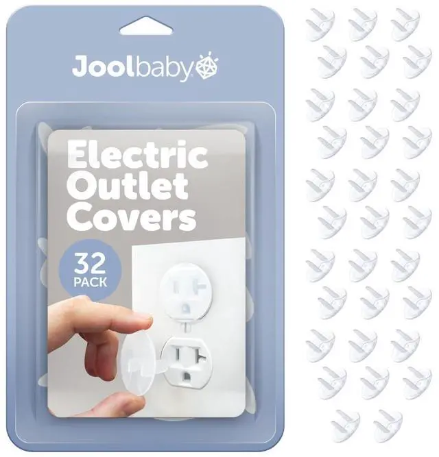 Main image of Outlet Covers (32 Pack) for Child Safety - Easy Adult Removal, Plug Protectors for Baby Proofing Electric Sockets - Transparent Design