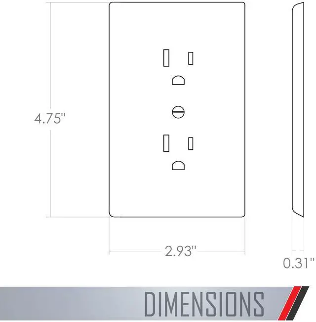 Alt view image 3 of 6 - MW2000W Masque 2000 Series 1-Gang Nonmetallic Decorator Style Duplex Cover-Up Wall Plate, White, 5-Pack