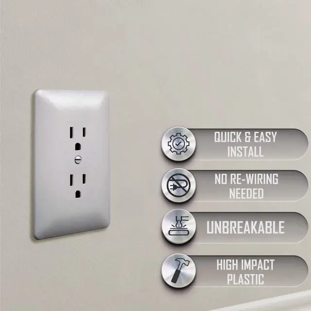 Alt view image 4 of 6 - MW2000W Masque 2000 Series 1-Gang Nonmetallic Decorator Style Duplex Cover-Up Wall Plate, White, 5-Pack