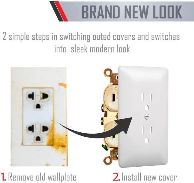 Alt view image 5 of 6 - MW2000W Masque 2000 Series 1-Gang Nonmetallic Decorator Style Duplex Cover-Up Wall Plate, White, 5-Pack
