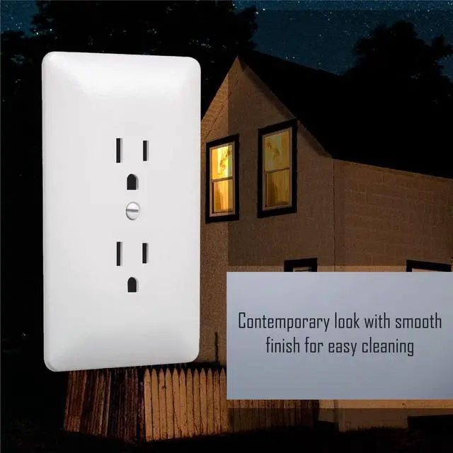 Alt view image 6 of 6 - MW2000W Masque 2000 Series 1-Gang Nonmetallic Decorator Style Duplex Cover-Up Wall Plate, White, 5-Pack
