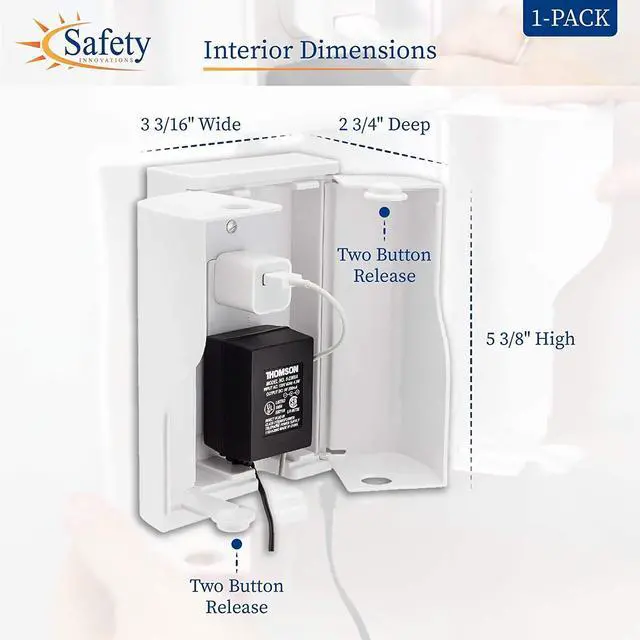 Alt view image 2 of 5 - Twin Door Baby Safety Outlet Cover Box for Babyproofing Outlets - More Interior Space for Extra Large Electrical Plugs and Adapters - Easy to Install - Easy to Use, (1-Pack)