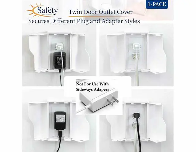 Alt view image 3 of 5 - Twin Door Baby Safety Outlet Cover Box for Babyproofing Outlets - More Interior Space for Extra Large Electrical Plugs and Adapters - Easy to Install - Easy to Use, (1-Pack)