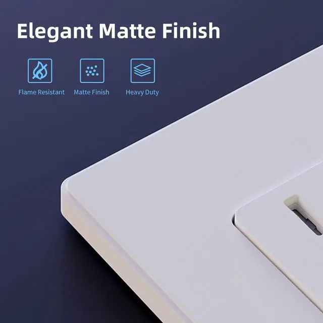 Alt view image 2 of 7 - Matte White Standard Decorator Electrical Wall Receptacle Outlet, 15A 125V, 2 Pole 3 Wire, Non-Tamper Resistant, NEMA 5-15R, Self-Grounding, Wall Plate Included, UL Listed, 10 Pack