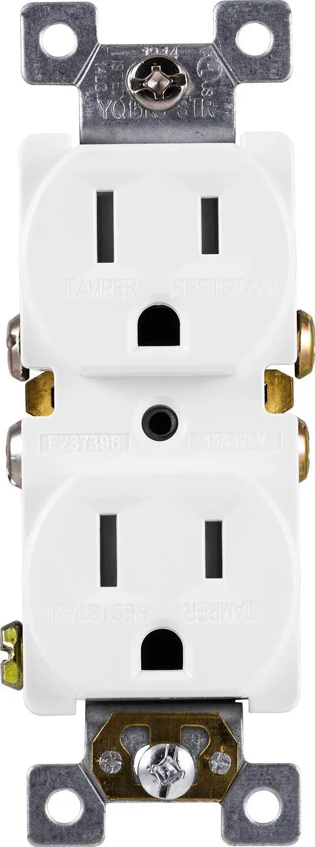 Alt view image 3 of 7 - Grounding Duplex 5 Pack, in Wall Receptacle, Tamper Resistant, 3 Prong Socket, Easy Install, 15 Amp, UL Listed, White, 41869