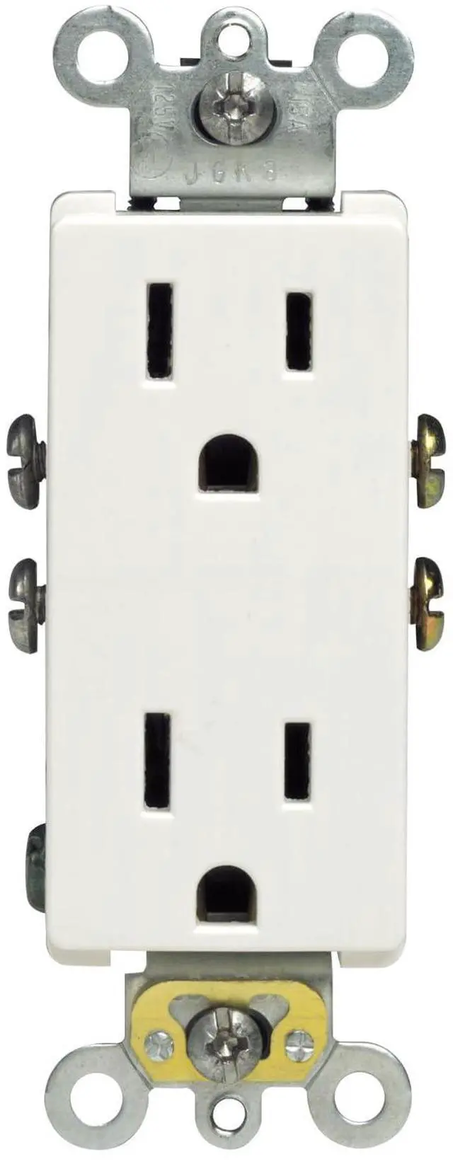 Main image of 5325-WMP 15 Amp, 125 Volt, Decora Duplex Receptacle, Residential Grade, Grounding, 10-Pack, White