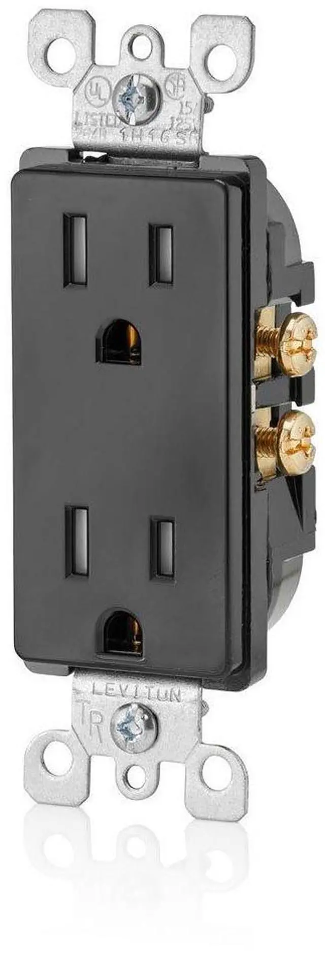 Main image of 15 Amp Decora Tamper-Resistant Duplex Electrical Wall Outlet, T5325-E, Black