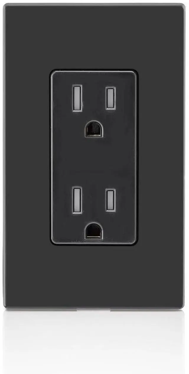 Alt view image 2 of 3 - 15 Amp Decora Tamper-Resistant Duplex Electrical Wall Outlet, T5325-E, Black