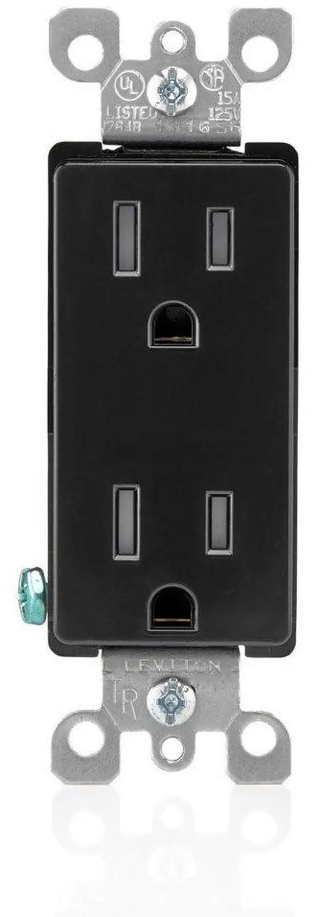 Alt view image 3 of 3 - 15 Amp Decora Tamper-Resistant Duplex Electrical Wall Outlet, T5325-E, Black