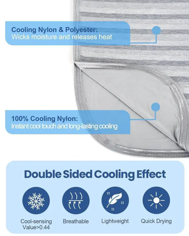 Alt view image 6 of 7 - Cooling Throw Blanket for Hot Sleepers,Double Sided Cold Effect, Lightweight Breathable Summer Bed Blanket for Couch, Transfer Heat to Keep Body Cool Night Sweats,50"x70"