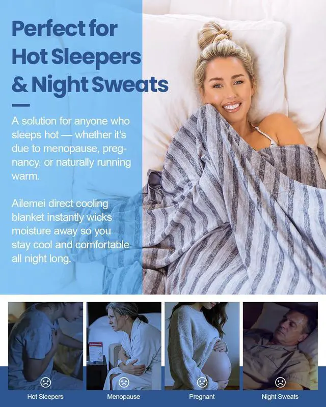 Alt view image 7 of 7 - Cooling Throw Blanket for Hot Sleepers,Double Sided Cold Effect, Lightweight Breathable Summer Bed Blanket for Couch, Transfer Heat to Keep Body Cool Night Sweats,50"x70"