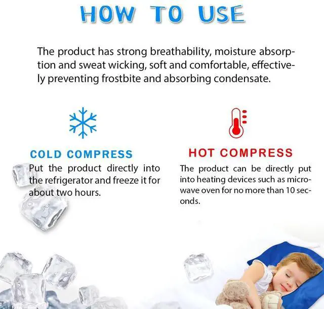 Alt view image 3 of 6 - Cooling Pad Mat for Pillow - Cold Injuries Relief, Perfect for Night Sweats, Migraines, Fevers, Hot Flashes - Reusable (Blue)