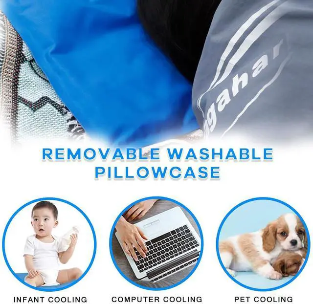 Alt view image 4 of 6 - Cooling Pad Mat for Pillow - Cold Injuries Relief, Perfect for Night Sweats, Migraines, Fevers, Hot Flashes - Reusable (Blue)