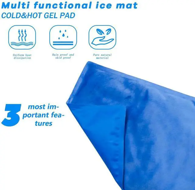 Alt view image 2 of 6 - Cooling Pad Mat for Pillow - Cold Injuries Relief, Perfect for Night Sweats, Migraines, Fevers, Hot Flashes - Reusable (Blue)