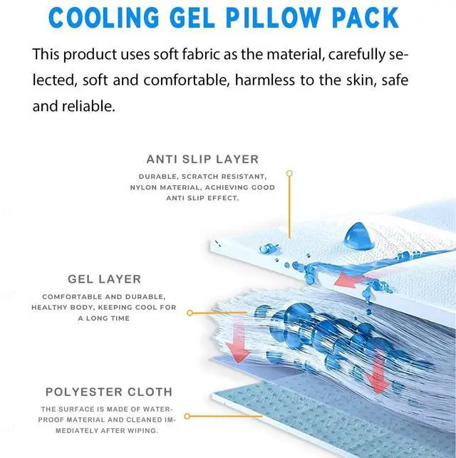 Alt view image 5 of 6 - Cooling Pad Mat for Pillow - Cold Injuries Relief, Perfect for Night Sweats, Migraines, Fevers, Hot Flashes - Reusable (Blue)