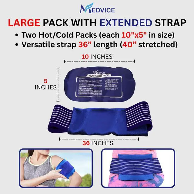 Alt view image 2 of 7 - Reusable Hot and Cold Ice Packs for Injuries (3-Piece Set), Joint Pain, Muscle Soreness and Body Inflammation - Reusable Gel Wraps - Adjustable & Flexible for Knees, Back, Shoulders, Arms and Legs