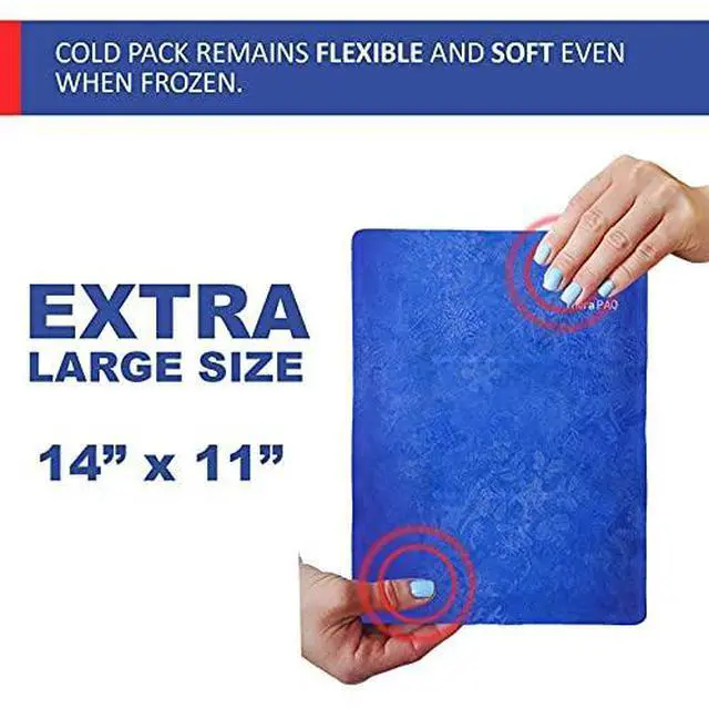 Alt view image 4 of 6 - Gel Soft Flexible Ice Packs, Large Reusable, Cold Compress & Cooling Gel Pad for Knee, Back, Shoulder Pain Relief | Soft Cold Compress for Swelling - 14"x11"