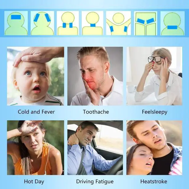 Alt view image 5 of 7 - 20 Sheets Cooling Patches for Fever Discomfort & Pain Relief, Cooling Relief Fever Reducer, Soothe Headache Pain, Pack of 20 Blue