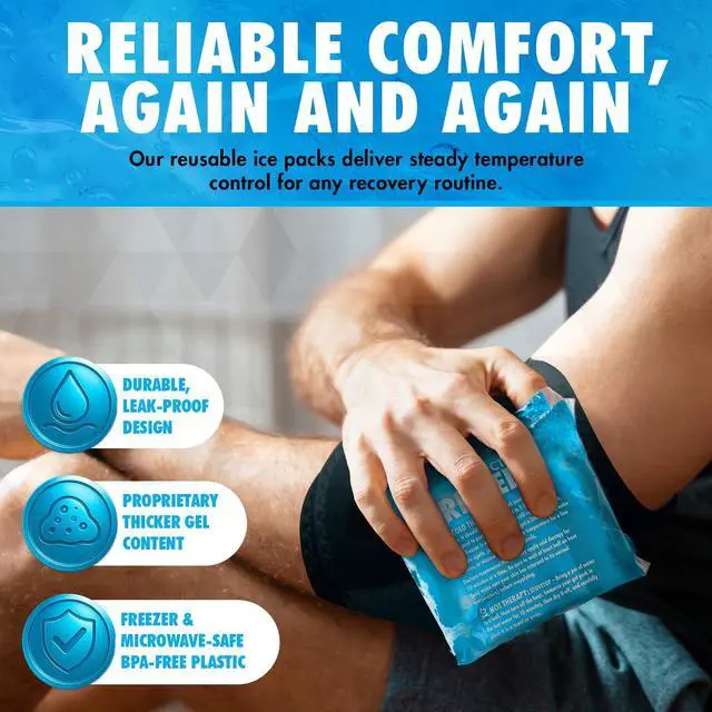 Alt view image 6 of 7 - 2-Pack Gel Ice Packs for Injuries Reusable, Hot & Cold Pack thats Durable, Soft & Flexible, Fast Relief & Recovery (Blue, Reg 2PK)