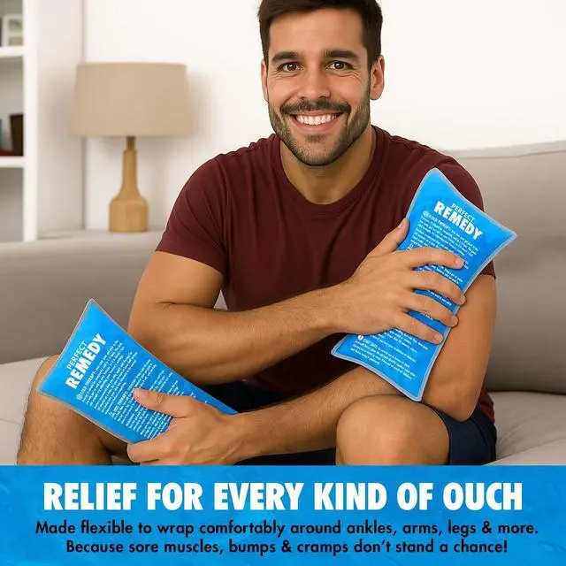 Alt view image 3 of 7 - 2-Pack Gel Ice Packs for Injuries Reusable, Hot & Cold Pack thats Durable, Soft & Flexible, Fast Relief & Recovery (Blue, Reg 2PK)