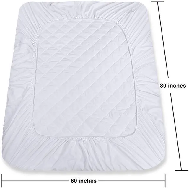 Alt view image 4 of 7 - Quilted Fitted Mattress Pad, Queen Size, Elastic Fitted Mattress Topper Protector and Cover with Deep Pocket Stretches up to 16 Inches, Machine Washable (White)