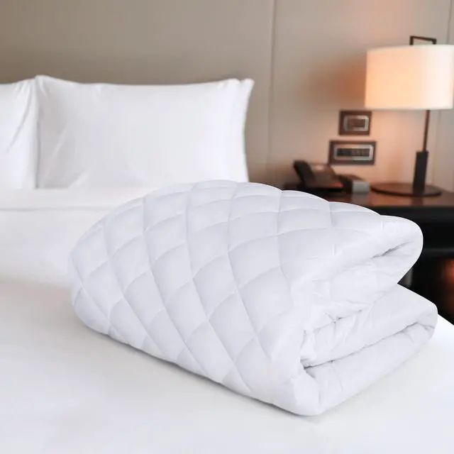 Alt view image 5 of 7 - Quilted Fitted Mattress Pad, Queen Size, Elastic Fitted Mattress Topper Protector and Cover with Deep Pocket Stretches up to 16 Inches, Machine Washable (White)