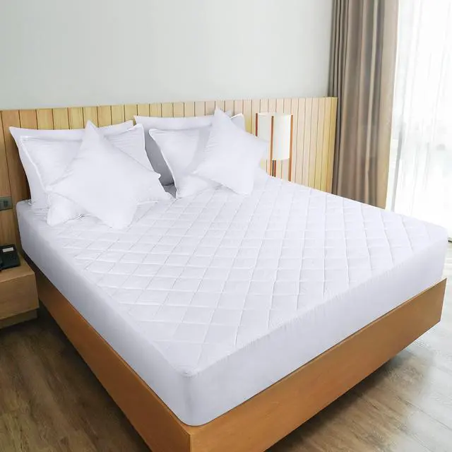 Alt view image 6 of 7 - Quilted Fitted Mattress Pad, Queen Size, Elastic Fitted Mattress Topper Protector and Cover with Deep Pocket Stretches up to 16 Inches, Machine Washable (White)