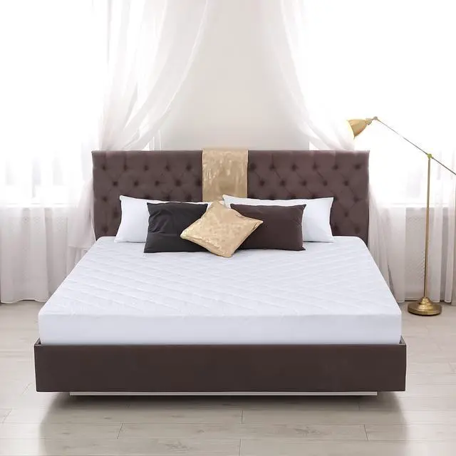 Alt view image 7 of 7 - Quilted Fitted Mattress Pad, Queen Size, Elastic Fitted Mattress Topper Protector and Cover with Deep Pocket Stretches up to 16 Inches, Machine Washable (White)