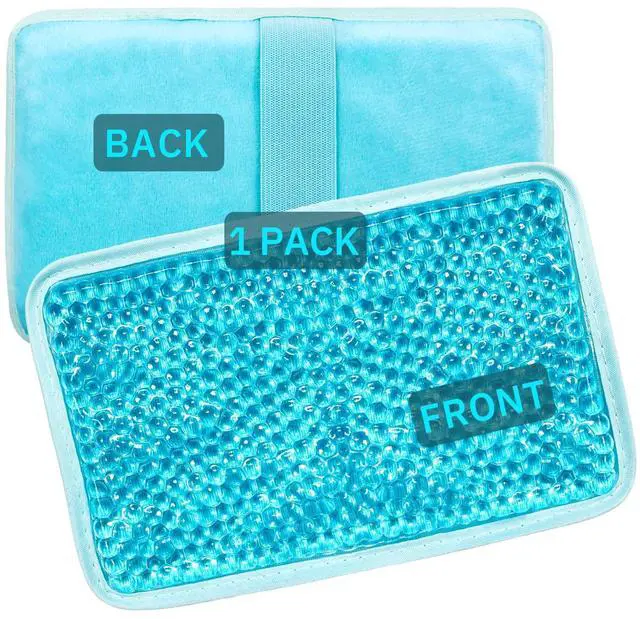 Main image of Gel Beads Ice Pack Ice Bag with Strap-1 Pack Reusable Hot & Cold Pack Compress for Knee, Shoulder, Foot, Back, Ankle, Neck, Hip, Elbow, Wisdom Tooth-7.76''x4.93''(Blue)