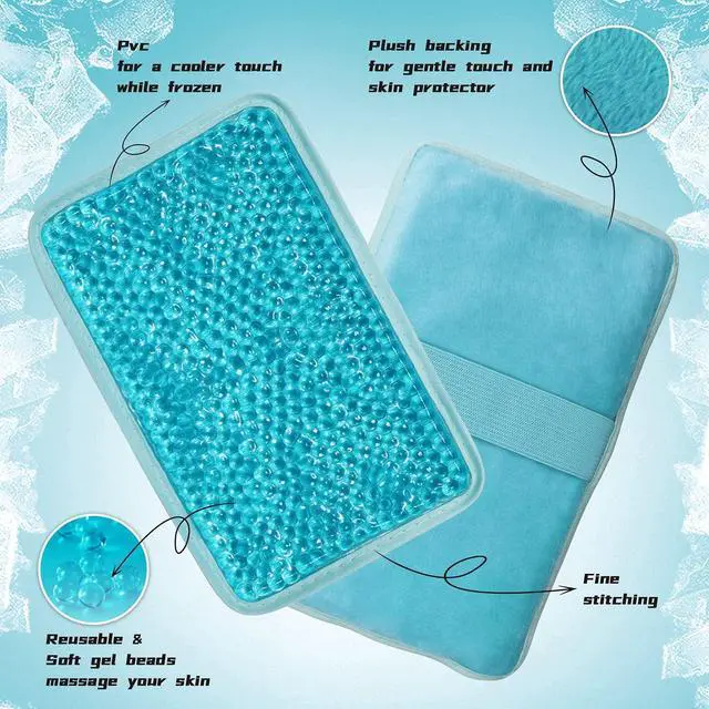 Alt view image 4 of 7 - Gel Beads Ice Pack Ice Bag with Strap-1 Pack Reusable Hot & Cold Pack Compress for Knee, Shoulder, Foot, Back, Ankle, Neck, Hip, Elbow, Wisdom Tooth-7.76''x4.93''(Blue)