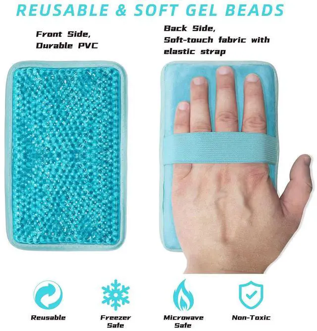 Alt view image 5 of 7 - Gel Beads Ice Pack Ice Bag with Strap-1 Pack Reusable Hot & Cold Pack Compress for Knee, Shoulder, Foot, Back, Ankle, Neck, Hip, Elbow, Wisdom Tooth-7.76''x4.93''(Blue)