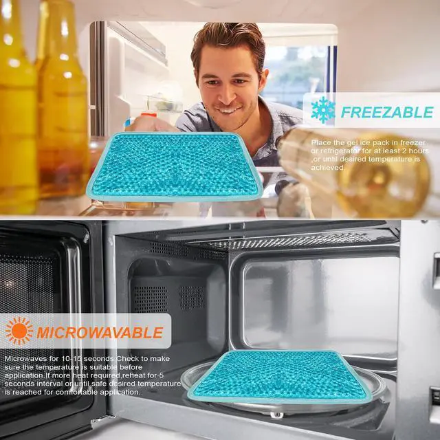 Alt view image 7 of 7 - Gel Beads Ice Pack Ice Bag with Strap-1 Pack Reusable Hot & Cold Pack Compress for Knee, Shoulder, Foot, Back, Ankle, Neck, Hip, Elbow, Wisdom Tooth-7.76''x4.93''(Blue)