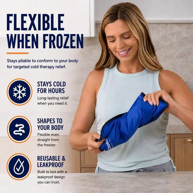 Alt view image 5 of 7 - Gel Soft Flexible Ice Pack for Injuries Reusable - (Large: 11"x14.5") for Hip, Shoulder, Knee, Back - Comfy Cold Pack Compress for Swelling, Bruises, Surgery