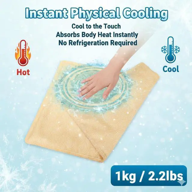 Alt view image 2 of 7 - Cooling Gel Pad for Sleep, Instant Relief for Hot Flashes, Night Sweats - Cold Compress Comfort Pillow Cooler for Adults