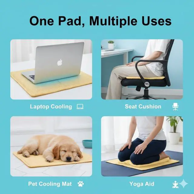 Alt view image 7 of 7 - Cooling Gel Pad for Sleep, Instant Relief for Hot Flashes, Night Sweats - Cold Compress Comfort Pillow Cooler for Adults