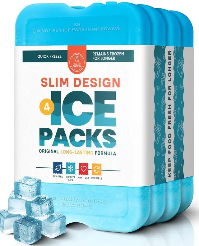 Main image of Ice Packs for Lunch Boxes & Coolers - Freezer Packs - Original Cool Pack | Cooler Accessories for Beach, Camping & Fishing | Slim & Long-Lasting Reusable Ice Pack for Cooler (Set of 4)