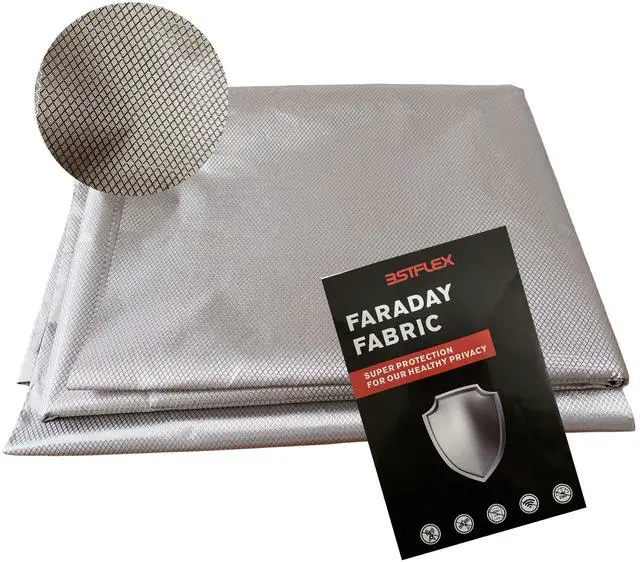Main image of Faraday Fabric Nickel Copper Military Grade Blocking Cloth 43.3"x59" - Material Protection for DIY Cage, Box, Curtains, WiFi, GPS