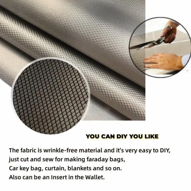 Alt view image 5 of 6 - Faraday Fabric Nickel Copper Military Grade Blocking Cloth 43.3"x59" - Material Protection for DIY Cage, Box, Curtains, WiFi, GPS