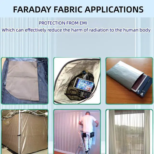 Alt view image 6 of 6 - Faraday Fabric Nickel Copper Military Grade Blocking Cloth 43.3"x59" - Material Protection for DIY Cage, Box, Curtains, WiFi, GPS