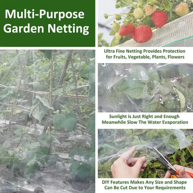 Alt view image 3 of 7 - Ultra Fine Garden Netting, 4'x10' Plant Netting Pest Barrier for Garden Protection Row Cover Raised Bed Screen Mesh Greenhouse Mosquito Net, Protecting Tree Plants Vegetable Flowers Fruits