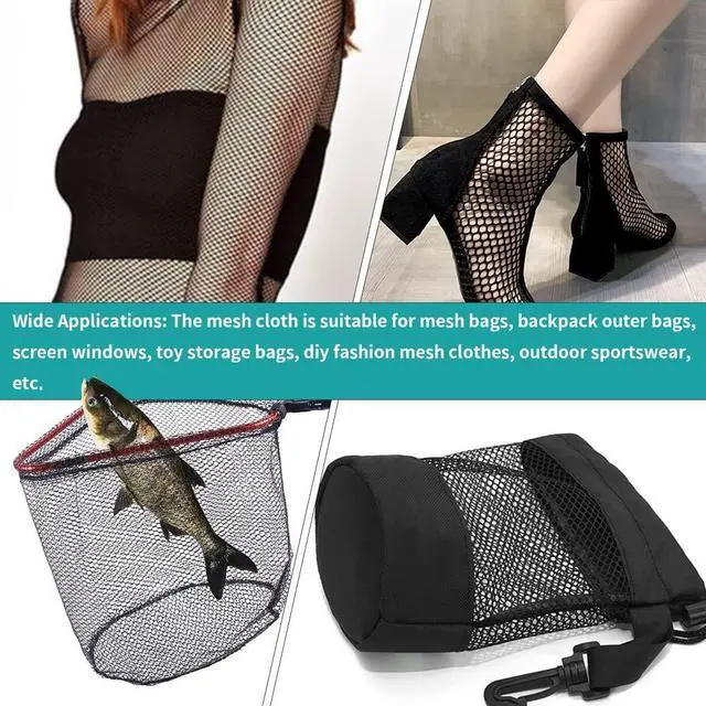 Alt view image 5 of 7 - Black Mesh Fabric, 62 x 59 Inch Soft Mesh Netting Slightly Stretchy for Shopping Bag, Backpack Pocket and Straps and Netting Clothes (Black)
