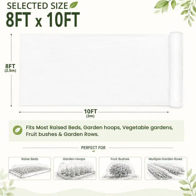 Alt view image 2 of 6 - 8Ft x 10Ft Garden Netting, Fine Mesh Insect Netting for Plant Protection, Mosquito Bug Bird Barrier Mesh Cover for Vegetables Fruits Flowers Raised Beds