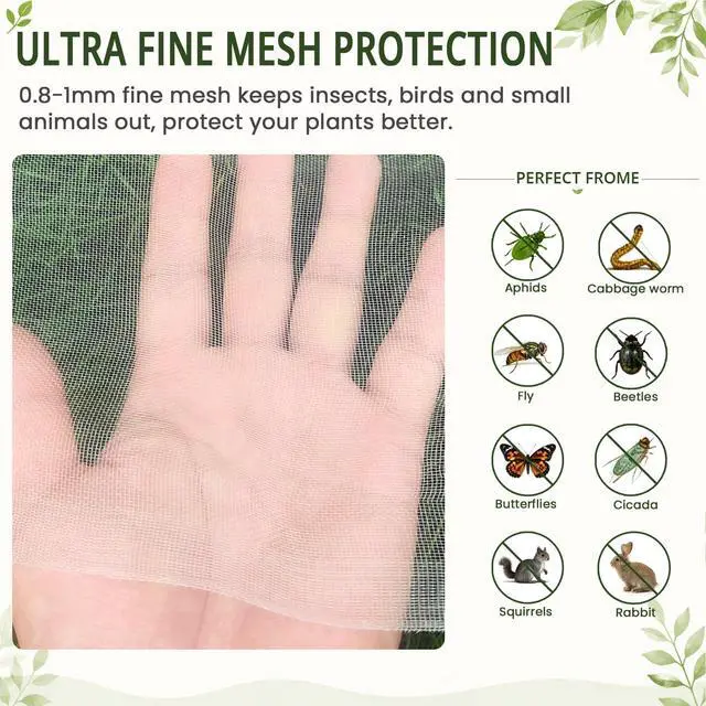 Alt view image 3 of 6 - 8Ft x 10Ft Garden Netting, Fine Mesh Insect Netting for Plant Protection, Mosquito Bug Bird Barrier Mesh Cover for Vegetables Fruits Flowers Raised Beds