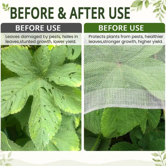 Alt view image 4 of 6 - 8Ft x 10Ft Garden Netting, Fine Mesh Insect Netting for Plant Protection, Mosquito Bug Bird Barrier Mesh Cover for Vegetables Fruits Flowers Raised Beds