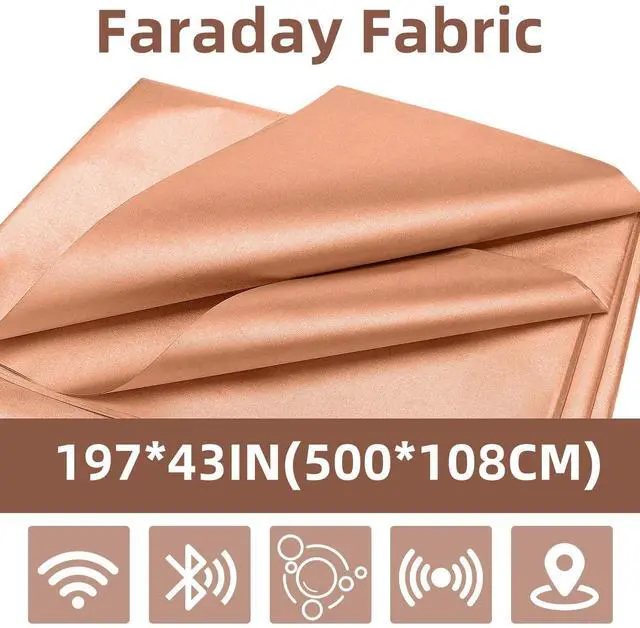 Alt view image 2 of 7 - Pure Copper Faraday Fabric RF & LF Electromagnetic Fields Gold Color Blocking Fabric 2 Meters (78"x43" inch)